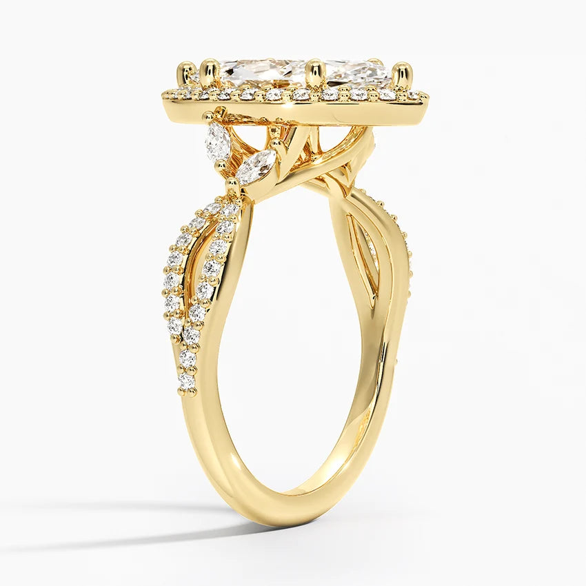 2.30 Karat Marquise Halo Tasarım Tektaş Laboratuvar Pırlanta Yüzük 18K -Coronae - Bold Diamonds