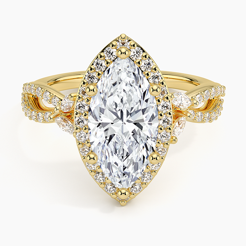 2.30 Karat Marquise Halo Tasarım Tektaş Laboratuvar Pırlanta Yüzük 18K -Coronae - Bold Diamonds