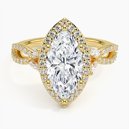 2.30 Karat Marquise Halo Tasarım Tektaş Laboratuvar Pırlanta Yüzük 18K -Coronae - Bold Diamonds