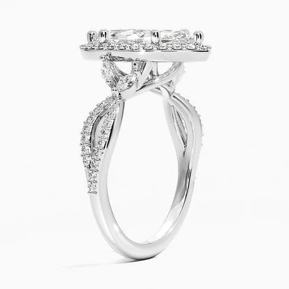 2.30 Karat Marquise Halo Tasarım Tektaş Laboratuvar Pırlanta Yüzük 18K -Coronae - Bold Diamonds