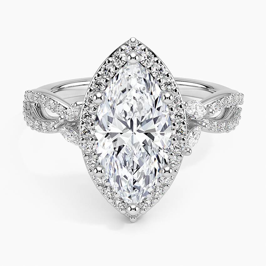 2.30 Karat Marquise Halo Tasarım Tektaş Laboratuvar Pırlanta Yüzük 18K -Coronae - Bold Diamonds