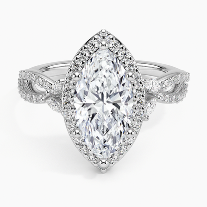 2.30 Karat Marquise Halo Tasarım Tektaş Laboratuvar Pırlanta Yüzük 18K -Coronae - Bold Diamonds