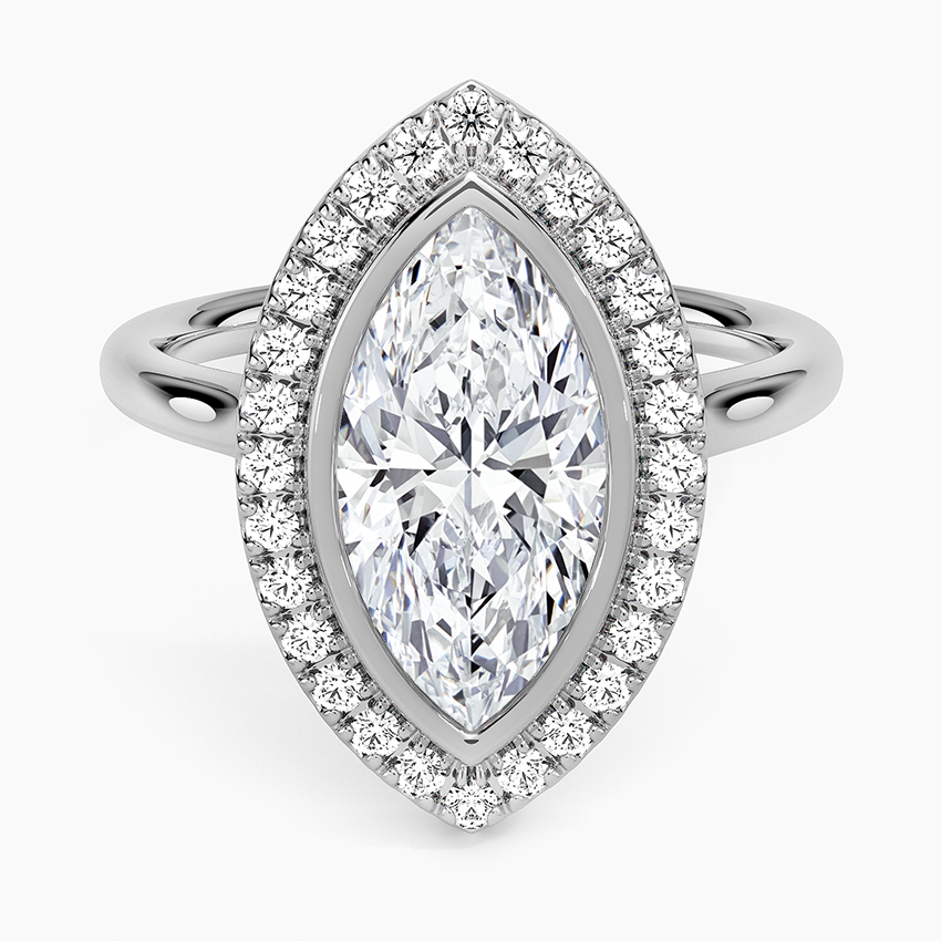 2,30 Karat Marquise Halo Tasarım Tektaş Laboratuvar Pırlanta Yüzük 18K - Eterna - Bold Diamonds