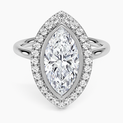 2,30 Karat Marquise Halo Tasarım Tektaş Laboratuvar Pırlanta Yüzük 18K - Eterna - Bold Diamonds