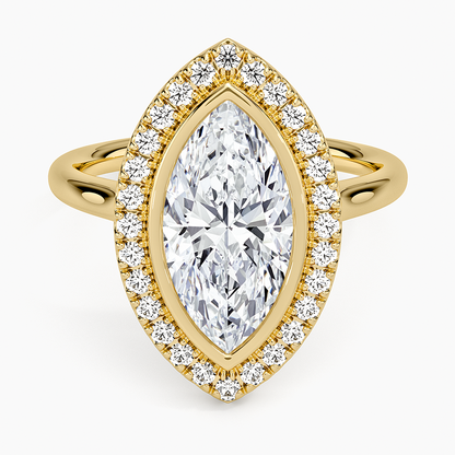 2,30 Karat Marquise Halo Tasarım Tektaş Laboratuvar Pırlanta Yüzük 18K - Eterna - Bold Diamonds