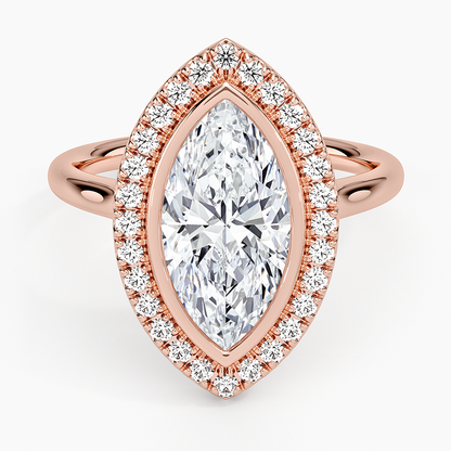 2,30 Karat Marquise Halo Tasarım Tektaş Laboratuvar Pırlanta Yüzük 18K - Eterna - Bold Diamonds