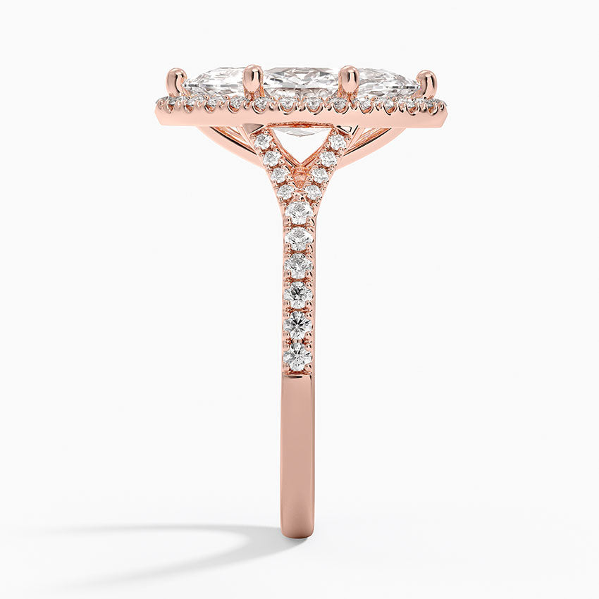 2,30 Karat Marquise Halo Tasarım Tektaş Laboratuvar Pırlanta Yüzük 18K -Novara - Bold Diamonds