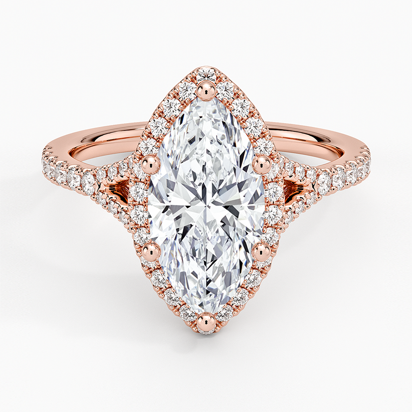 2,30 Karat Marquise Halo Tasarım Tektaş Laboratuvar Pırlanta Yüzük 18K -Novara - Bold Diamonds