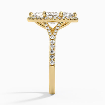 2,30 Karat Marquise Halo Tasarım Tektaş Laboratuvar Pırlanta Yüzük 18K -Novara - Bold Diamonds