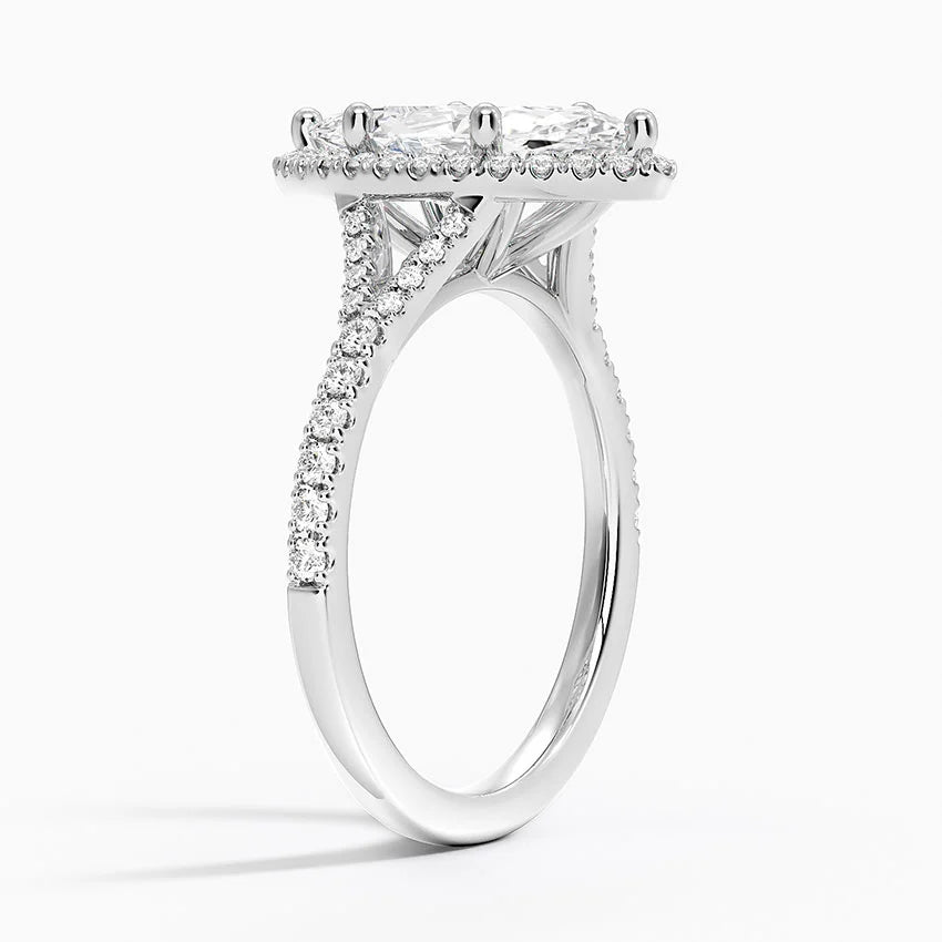 2,30 Karat Marquise Halo Tasarım Tektaş Laboratuvar Pırlanta Yüzük 18K -Novara - Bold Diamonds