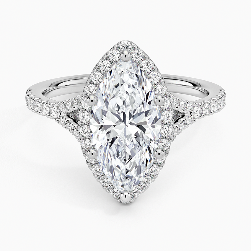 2,30 Karat Marquise Halo Tasarım Tektaş Laboratuvar Pırlanta Yüzük 18K -Novara - Bold Diamonds