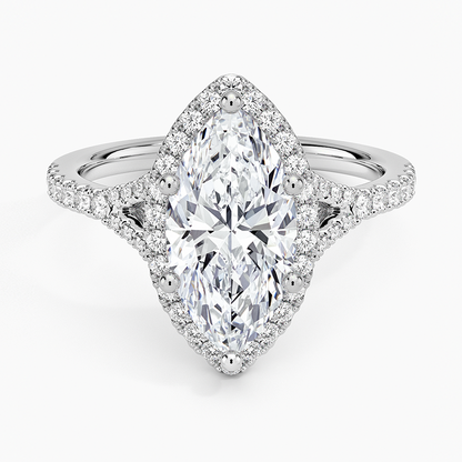 2,30 Karat Marquise Halo Tasarım Tektaş Laboratuvar Pırlanta Yüzük 18K -Novara - Bold Diamonds