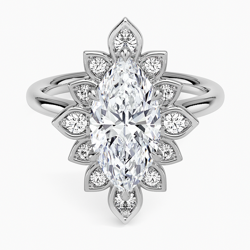 2,30 Karat Marquise Halo Tasarım Tektaş Laboratuvar Pırlanta Yüzük 18K - Solara - Bold Diamonds