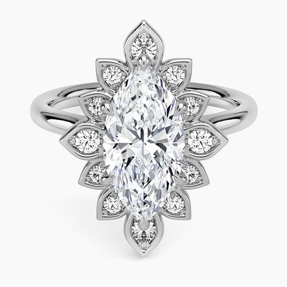 2,30 Karat Marquise Halo Tasarım Tektaş Laboratuvar Pırlanta Yüzük 18K - Solara - Bold Diamonds