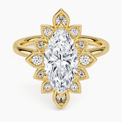 2,30 Karat Marquise Halo Tasarım Tektaş Laboratuvar Pırlanta Yüzük 18K - Solara - Bold Diamonds
