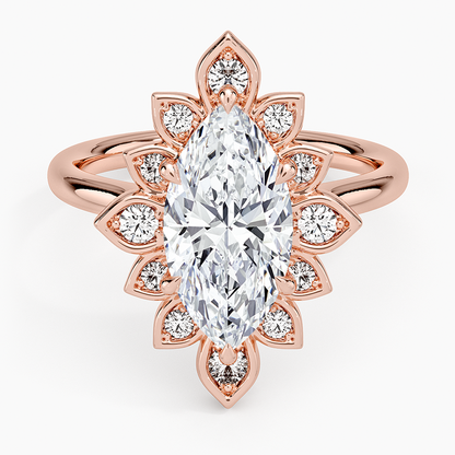 2,30 Karat Marquise Halo Tasarım Tektaş Laboratuvar Pırlanta Yüzük 18K - Solara - Bold Diamonds