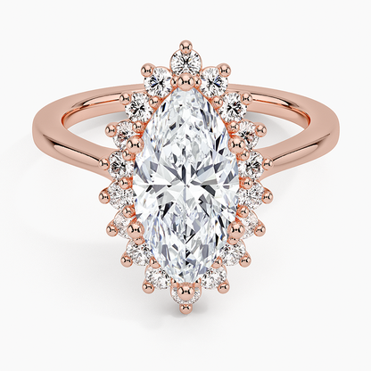 2,30 Karat Marquise Halo Tasarım Tektaş Laboratuvar Pırlanta Yüzük 18K -Vespera - Bold Diamonds