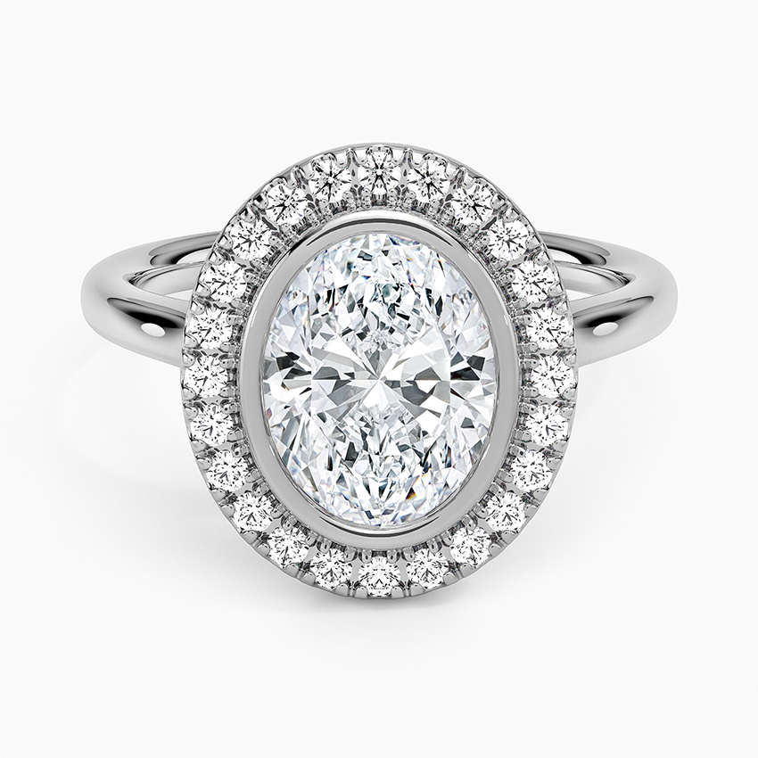 2,30 Karat Oval Halo Tasarım Tektaş Laboratuvar Pırlanta Yüzük 18K - Eterna - Bold Diamonds