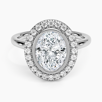 2,30 Karat Oval Halo Tasarım Tektaş Laboratuvar Pırlanta Yüzük 18K - Eterna - Bold Diamonds
