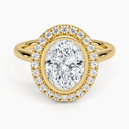 2,30 Karat Oval Halo Tasarım Tektaş Laboratuvar Pırlanta Yüzük 18K - Eterna - Bold Diamonds