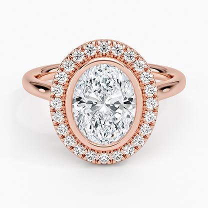 2,30 Karat Oval Halo Tasarım Tektaş Laboratuvar Pırlanta Yüzük 18K - Eterna - Bold Diamonds