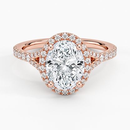 2,30 Karat Oval Halo Tasarım Tektaş Laboratuvar Pırlanta Yüzük 18K -Novara - Bold Diamonds