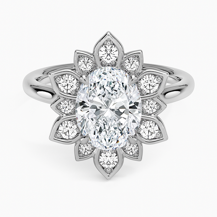 2,30 Karat Oval Halo Tasarım Tektaş Laboratuvar Pırlanta Yüzük 18K - Solara - Bold Diamonds