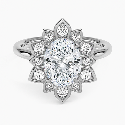 2,30 Karat Oval Halo Tasarım Tektaş Laboratuvar Pırlanta Yüzük 18K - Solara - Bold Diamonds