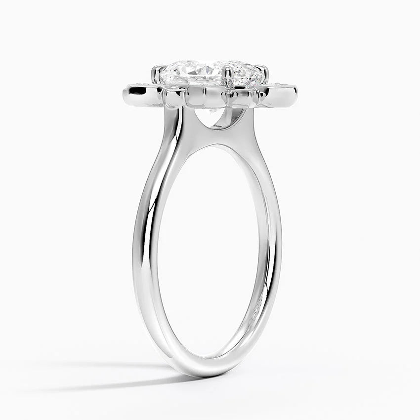 2,30 Karat Oval Halo Tasarım Tektaş Laboratuvar Pırlanta Yüzük 18K - Solara - Bold Diamonds