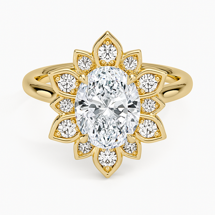 2,30 Karat Oval Halo Tasarım Tektaş Laboratuvar Pırlanta Yüzük 18K - Solara - Bold Diamonds
