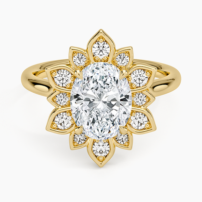 2,30 Karat Oval Halo Tasarım Tektaş Laboratuvar Pırlanta Yüzük 18K - Solara - Bold Diamonds