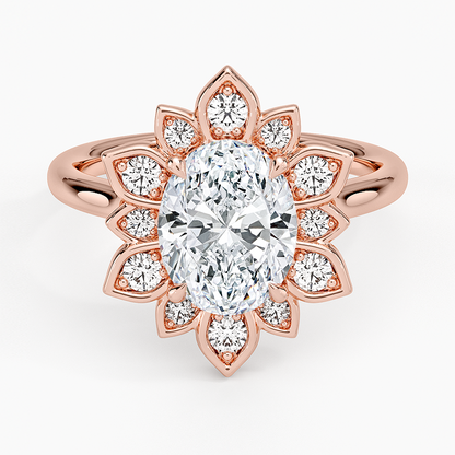 2,30 Karat Oval Halo Tasarım Tektaş Laboratuvar Pırlanta Yüzük 18K - Solara - Bold Diamonds