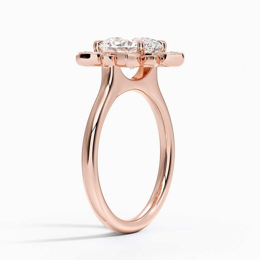 2,30 Karat Oval Halo Tasarım Tektaş Laboratuvar Pırlanta Yüzük 18K - Solara - Bold Diamonds