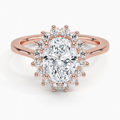 2,30 Karat Oval Halo Tasarım Tektaş Laboratuvar Pırlanta Yüzük 18K - Vespera - Bold Diamonds