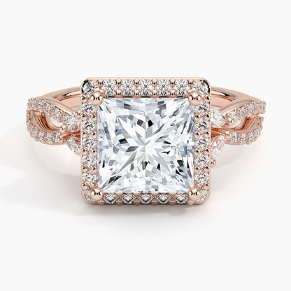 2.30 Karat Prenses Halo Tasarım Tektaş Laboratuvar Pırlanta Yüzük 18K -Coronae - Bold Diamonds
