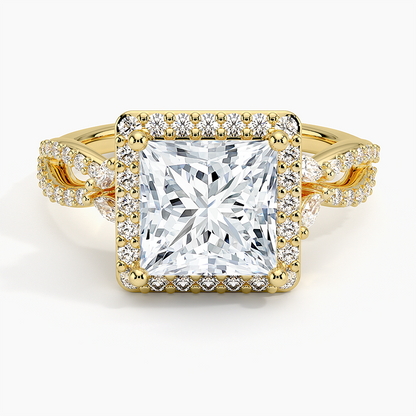 2.30 Karat Prenses Halo Tasarım Tektaş Laboratuvar Pırlanta Yüzük 18K -Coronae - Bold Diamonds