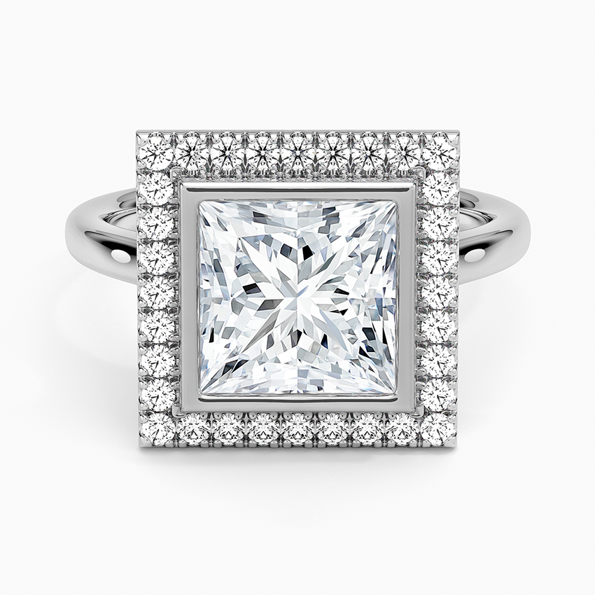 2,30 Karat Prenses Halo Tasarım Tektaş Laboratuvar Pırlanta Yüzük 18K - Eterna - Bold Diamonds