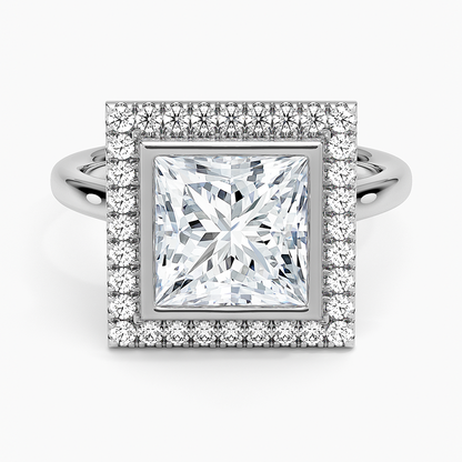 2,30 Karat Prenses Halo Tasarım Tektaş Laboratuvar Pırlanta Yüzük 18K - Eterna - Bold Diamonds