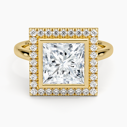 2,30 Karat Prenses Halo Tasarım Tektaş Laboratuvar Pırlanta Yüzük 18K - Eterna - Bold Diamonds