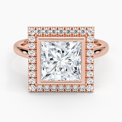 2,30 Karat Prenses Halo Tasarım Tektaş Laboratuvar Pırlanta Yüzük 18K - Eterna - Bold Diamonds
