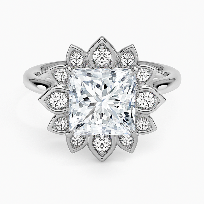 2,30 Karat Prenses Halo Tasarım Tektaş Laboratuvar Pırlanta Yüzük 18K - Solara - Bold Diamonds