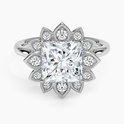 2,30 Karat Prenses Halo Tasarım Tektaş Laboratuvar Pırlanta Yüzük 18K - Solara - Bold Diamonds