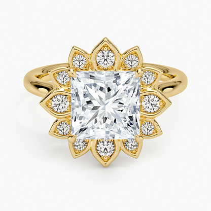 2,30 Karat Prenses Halo Tasarım Tektaş Laboratuvar Pırlanta Yüzük 18K - Solara - Bold Diamonds