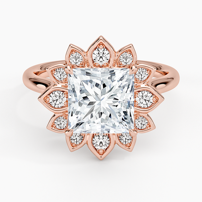 2,30 Karat Prenses Halo Tasarım Tektaş Laboratuvar Pırlanta Yüzük 18K - Solara - Bold Diamonds