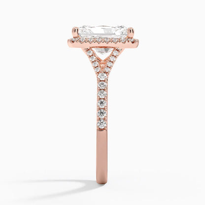 2,30 Karat Radiant Halo Tasarım Tektaş Laboratuvar Pırlanta Yüzük 18K -Novara - Bold Diamonds
