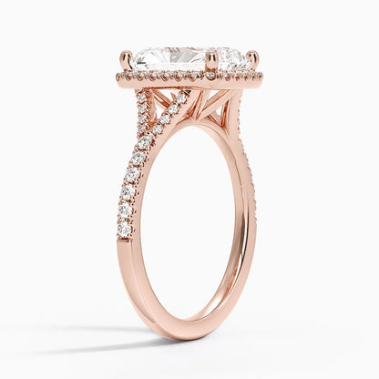2,30 Karat Radiant Halo Tasarım Tektaş Laboratuvar Pırlanta Yüzük 18K -Novara - Bold Diamonds