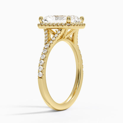 2,30 Karat Radiant Halo Tasarım Tektaş Laboratuvar Pırlanta Yüzük 18K -Novara - Bold Diamonds