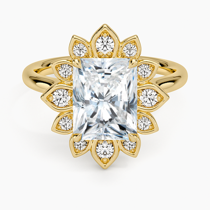 2,30 Karat Radiant Halo Tasarım Tektaş Laboratuvar Pırlanta Yüzük 18K - Solara - Bold Diamonds