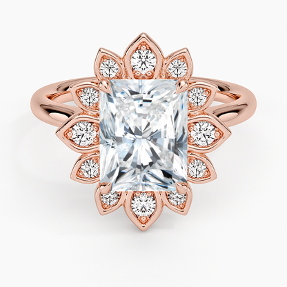 2,30 Karat Radiant Halo Tasarım Tektaş Laboratuvar Pırlanta Yüzük 18K - Solara - Bold Diamonds