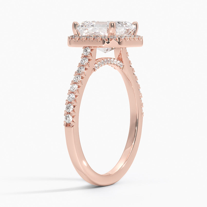 2.40 Karat Asscher Halo Tasarım Tektaş Laboratuvar Pırlanta Yüzük 18k  -Astrala - Bold Diamonds